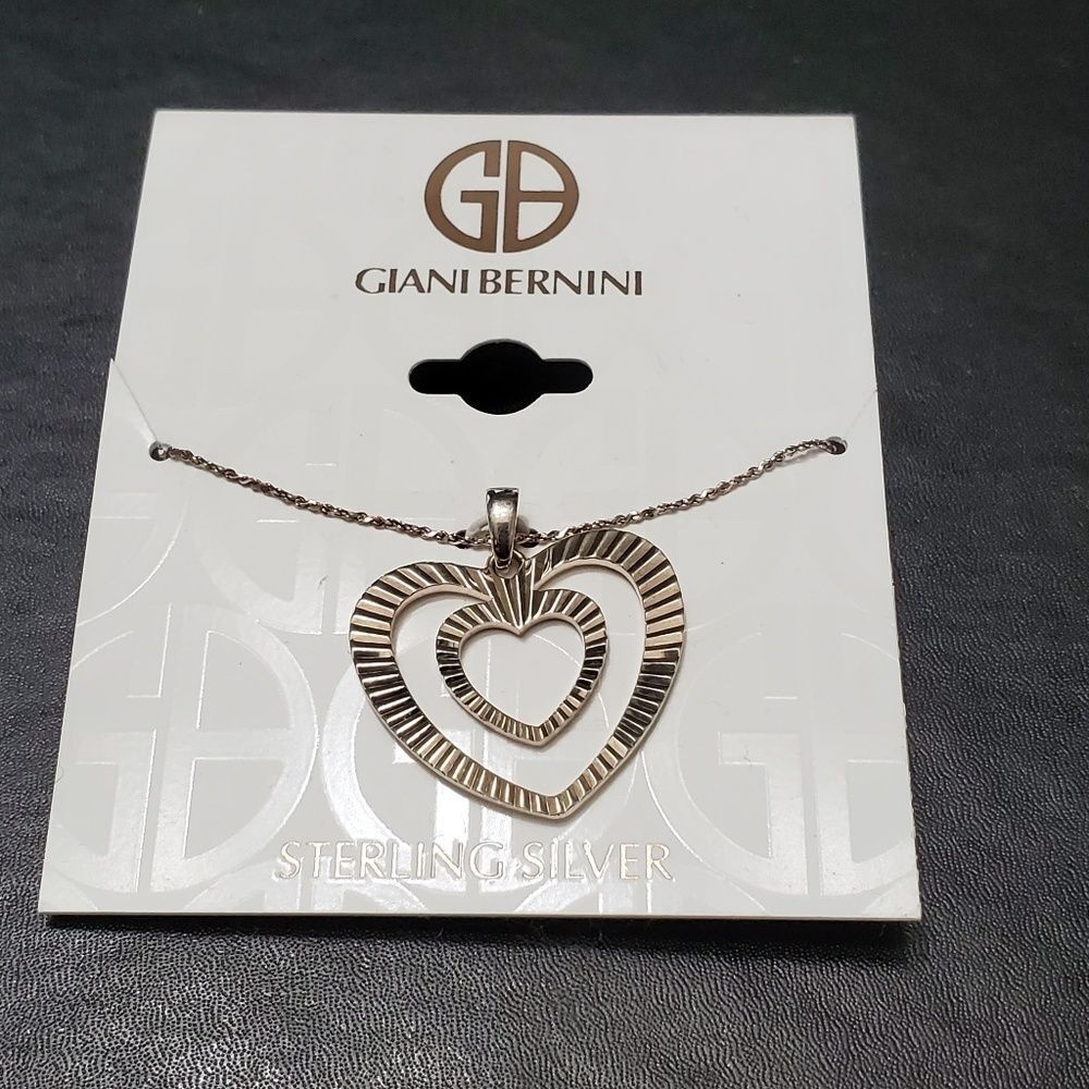 Giani Bernini sterling silver heart necklace 18"